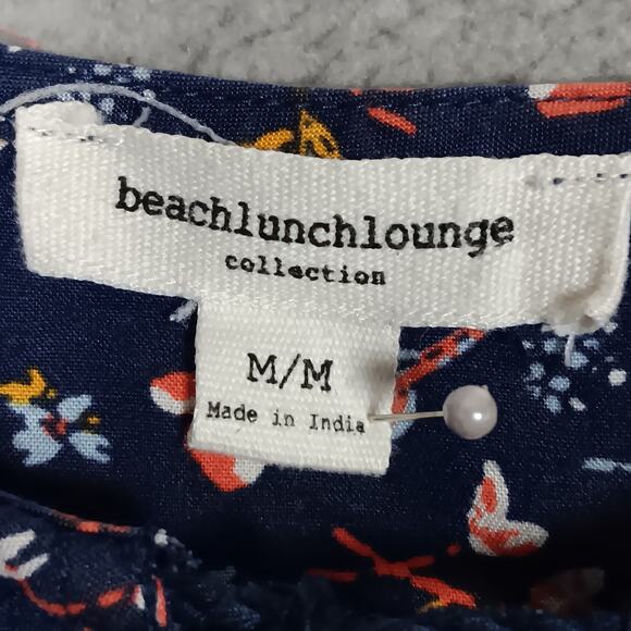 Beach Lunch Lounge Ditsy Floral Tunic Dress Size Medium Blue Sleeveless - Picture 5 of 10